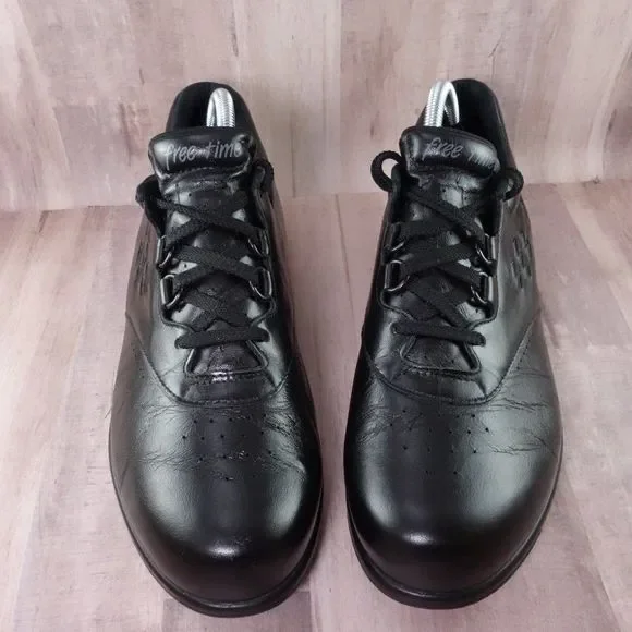 SAS Walking Shoes Womens 10.5 N Narrow Free Time Black Leather Orthotic Sneakers - Picture 3 of 10